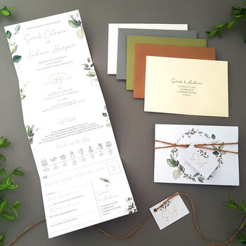 Eucalyptus Wreath Wedding Invitation Sample, 3 of 8