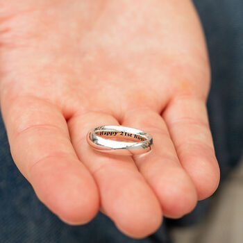 Personalised Silver 5mm Wide Ring Band, 4 of 6