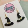 Witch's Hat Glitter Resin Earrings / Halloween Jewellery / Gothic Style Jewellery Shimmering Midnight Glitter / Gift For Witches, thumbnail 2 of 5