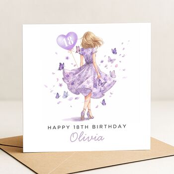 Personalised Lilac 18th Birthday Card For Her, 2 of 8