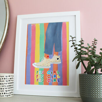 'Yes Girl' Rainbow Affirmation Illustrated Print, 3 of 3