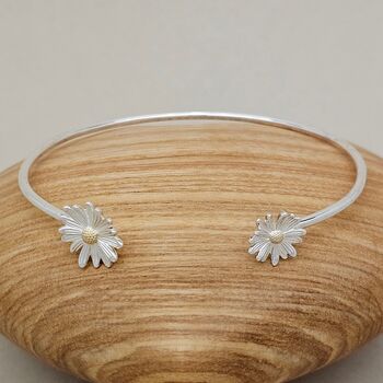 Sterling Silver Daisy Bangle, 2 of 4