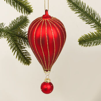 G Decor Festive Glass Hot Air Balloon Christmas Bauble, 2 of 4
