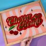 'Cherry Bomb' Reverse Glass Gold Leaf Wall Art Sign, thumbnail 9 of 12