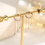 Sterling Silver Dangle Cz Crystal Huggie Hoop Earrings, thumbnail 3 of 11