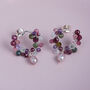 Dainty Gemstone Earrings With Rose Pearl Drop, thumbnail 4 of 9