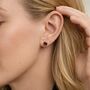 Gold Plated Sterling Silver January Garnet Birthstone Stud Earrings – 7mm, thumbnail 1 of 8