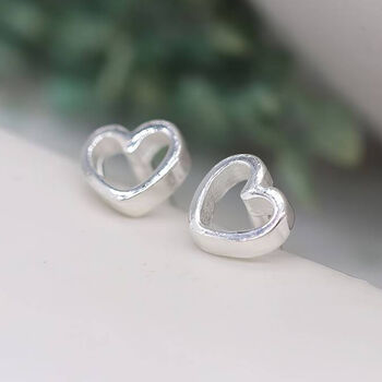 Tiny Sterling Silver Heart Stud Earrings, 3 of 7