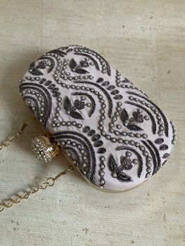 Pale Pink Handcrafted Oval Clutch Bag, 8 of 10