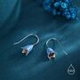 Sterling Silver Enamel Bluebell Flower Drop Hook Earrings, thumbnail 2 of 10