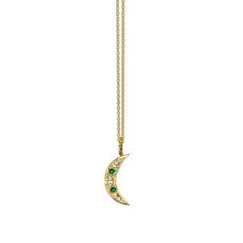 Birthstone And White Sapphire Crescent Moon Necklace, 2 of 3