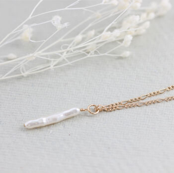Gold Filled Ivory Stick Pearl Necklace, 2 of 8