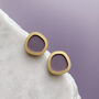 Lilac And Gold Plated Circle Stud Earrings, thumbnail 1 of 3