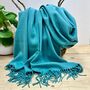 Super Soft Plain Pashmina Style Scarf In Teal, thumbnail 1 of 3