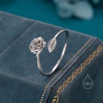 Adjustable Rose Wrap Ring In Sterling Silver, 2 of 11