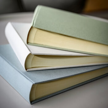 Large Square Personalised Wedding Guest Book Bound In Linen, 3 of 8