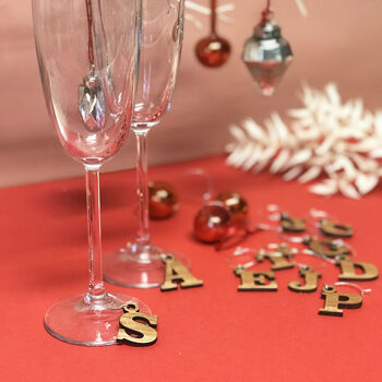 Alphabet Five Christmas Party Wine Glass Charms, 2 of 12