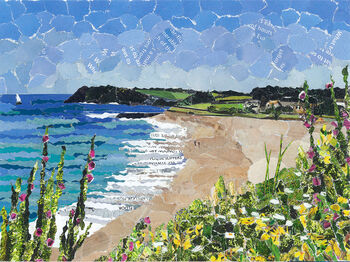 Falmouth Gylly Beach Paper Collage Art Print, 2 of 5