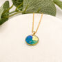 Blue, Green And Gold Foil Elegant Circle Necklace, thumbnail 4 of 11
