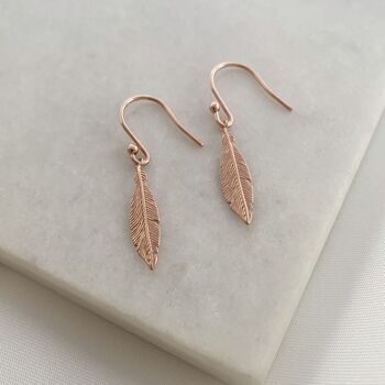 Mini Rose Gold Feather Earrings, When Feathers Appear, 2 of 4