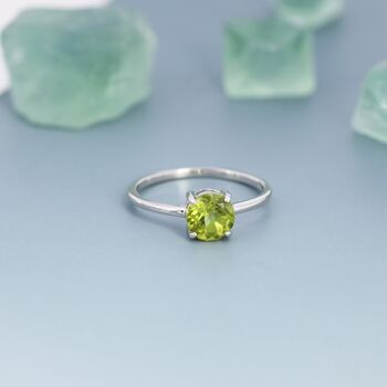 Genuine 1 Ct Peridot Ring In Sterling Silver, 4 of 11