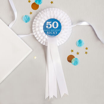 50th Birthday Personalised Rosette For Him, 2 of 2