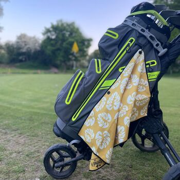 Personalised Yellow Sub Par Ine Golf Towel, 2 of 4
