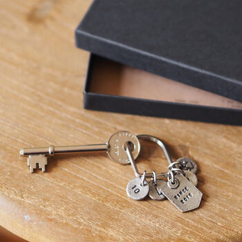 Personalised 10th Wedding Anniversary Charms Keyring, 2 of 6
