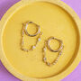 Gold Plated Huggie Hoop Chain Earrings, thumbnail 5 of 9