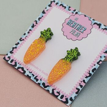 Carrot Glitter Resin Studs, 4 of 4