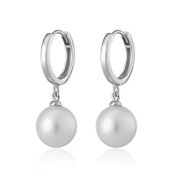 Modern Pearl Hoop Earrings, 3 of 6