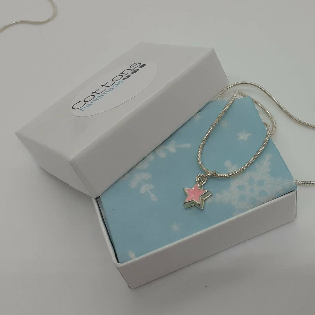 'Unwrap A Card' Glass Filled Star Necklace By Cottons Jewellery Silver ...