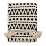 Black And Cream Patterned Throw With Tassels, thumbnail 1 of 3