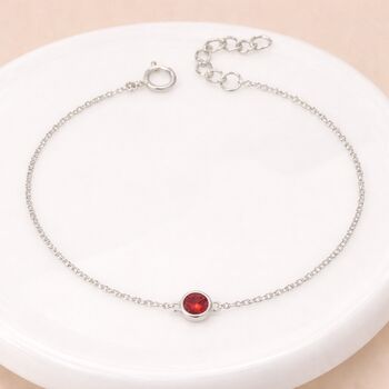 Personalised Sterling Silver July Birthstone Ruby Bracelet, 3 of 11