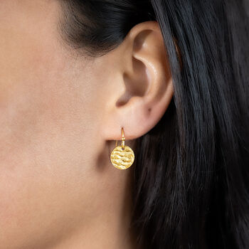 Hammered Disc Drop Earrings, 7 of 7