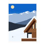 Ski Chalet And Skiier In The Mountains Wall Art Print, thumbnail 3 of 3