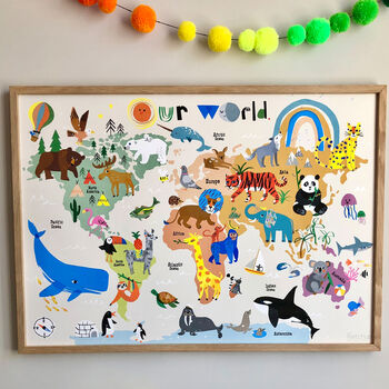 World Map Giclee Print Of Creatures Great And Small, 5 of 12