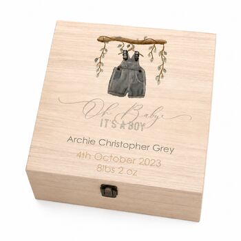 Personalised Baby Boy Dungarees Keepsake Box, 7 of 7
