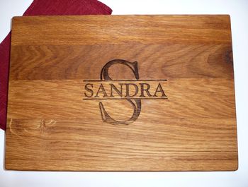 Traditional Monogram Personalized Oak Cutting Board, 2 of 5