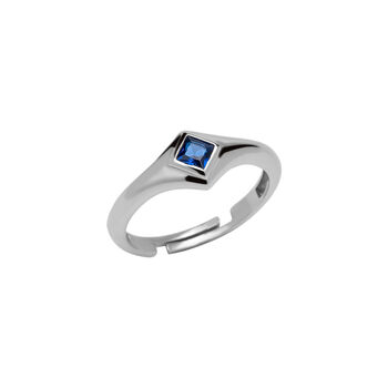 Fine Rectangular Navy Sterling Silver Statement Ring, 4 of 11