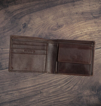 Men's Dark Brown Wallet Luxury Italian Leather Bifold Rfid Protected, 5 of 8