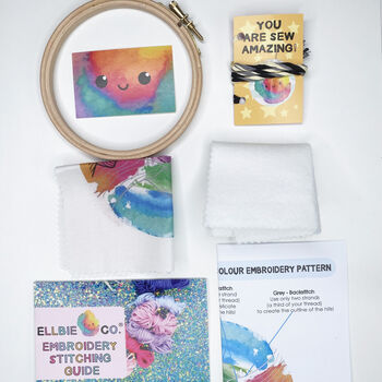 Watercolour Rainbow Landscape Embroidery Kit, 9 of 10