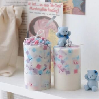 Gift Of Personalised Chunky Candles And Bear Candle, 3 of 5