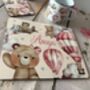 Kids Personalised Pink Teddy Bear Placemat, Coaster And Mug Dinner Set, thumbnail 2 of 7