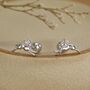 Tiny Leaping Hare Screw Back Earrings In Sterling Silver, thumbnail 1 of 11