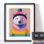 Cosy Polar Bear Portrait Illustration Art Print, thumbnail 1 of 3