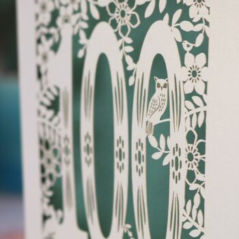 Personalised 100th Birthday Card Papercut Woodland Design, 3 of 7