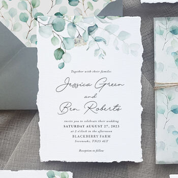 Greenery Watercolour Wedding Invitations, 2 of 8