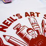 'As Seen On Tv' Neil's Art School Screen Printed T Shirt, thumbnail 3 of 3