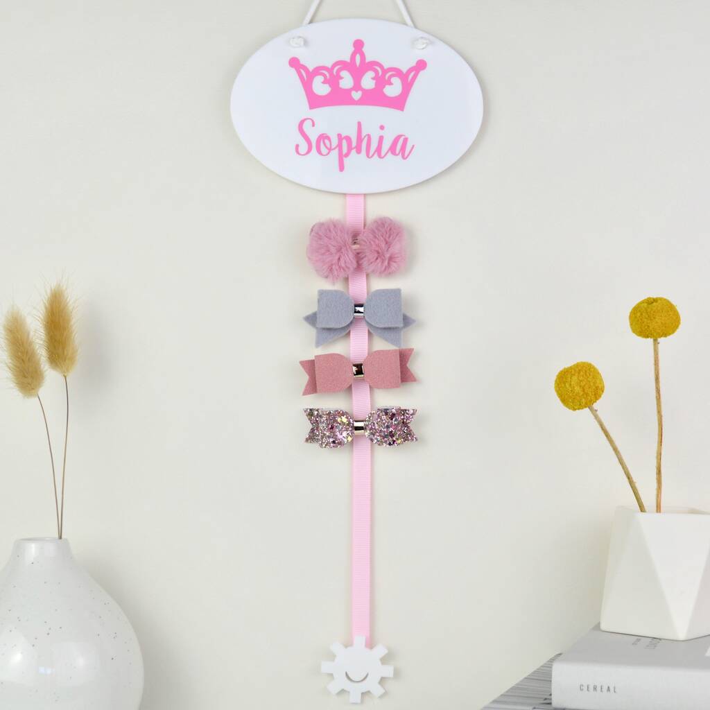Personalised Crown Hair Bow Holder 15 Colours, 1 of 8